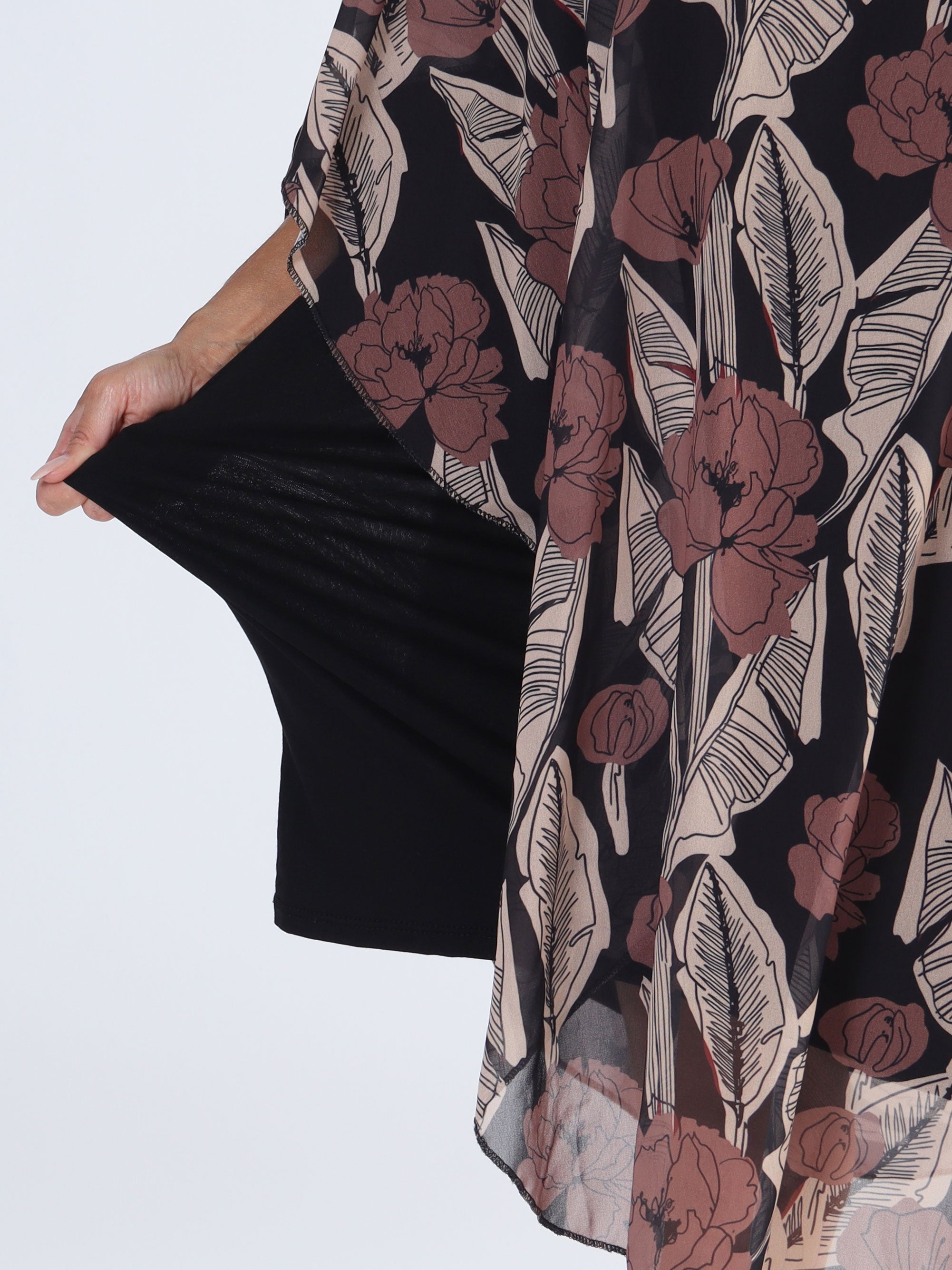Kenya Feather Long Sleeve - Plus size tunikaklänning med chiffonglager